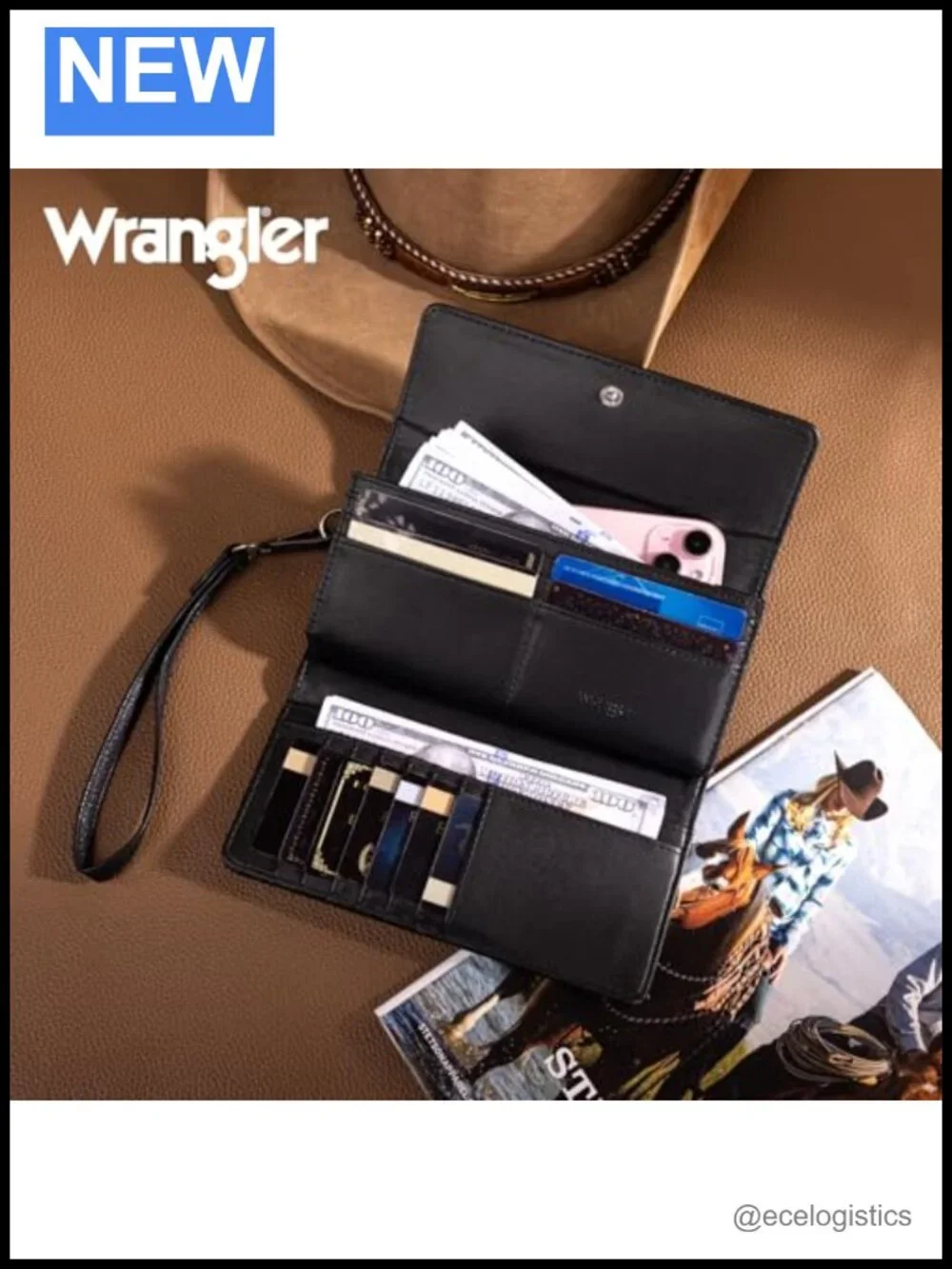Wrangler Cow Print Tote Bag with Matching RFID Wallet Set